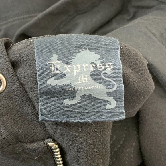 Y2K Express Track Jacket Hoodie Size M Full Zip Rhinestone Bling Trashy 00s - Picture 7 of 10